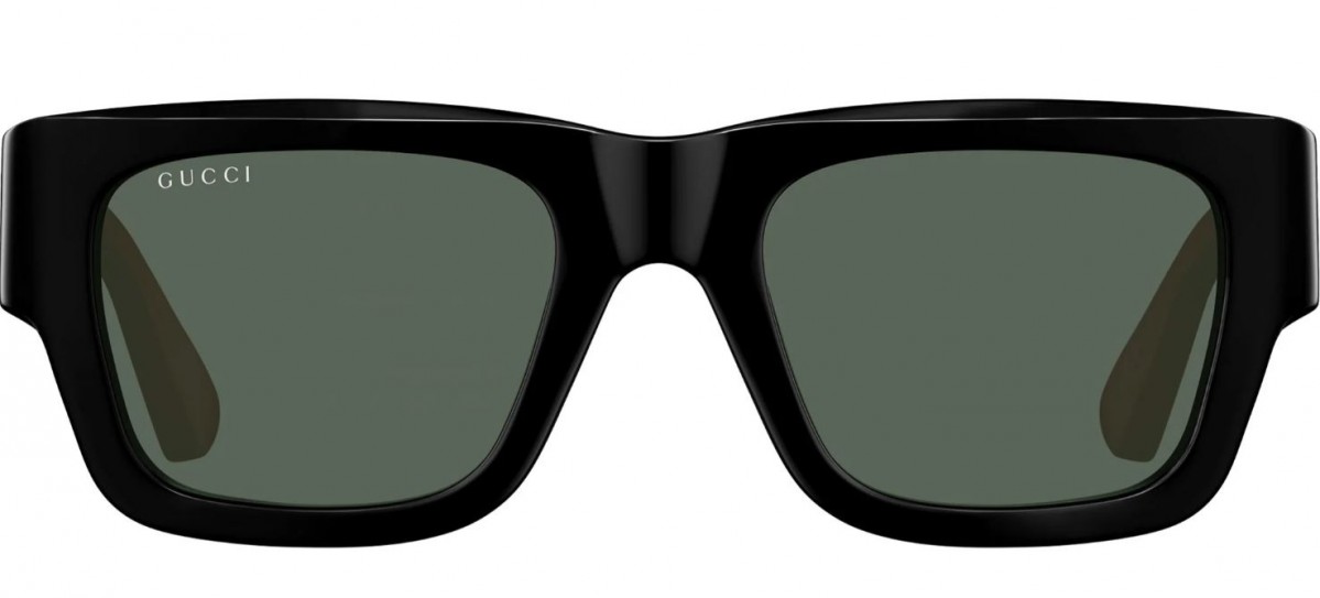 Gucci GG1668S 003 black red green, 430,00 €, Occhiali Gucci Nero a forma Rettangolare