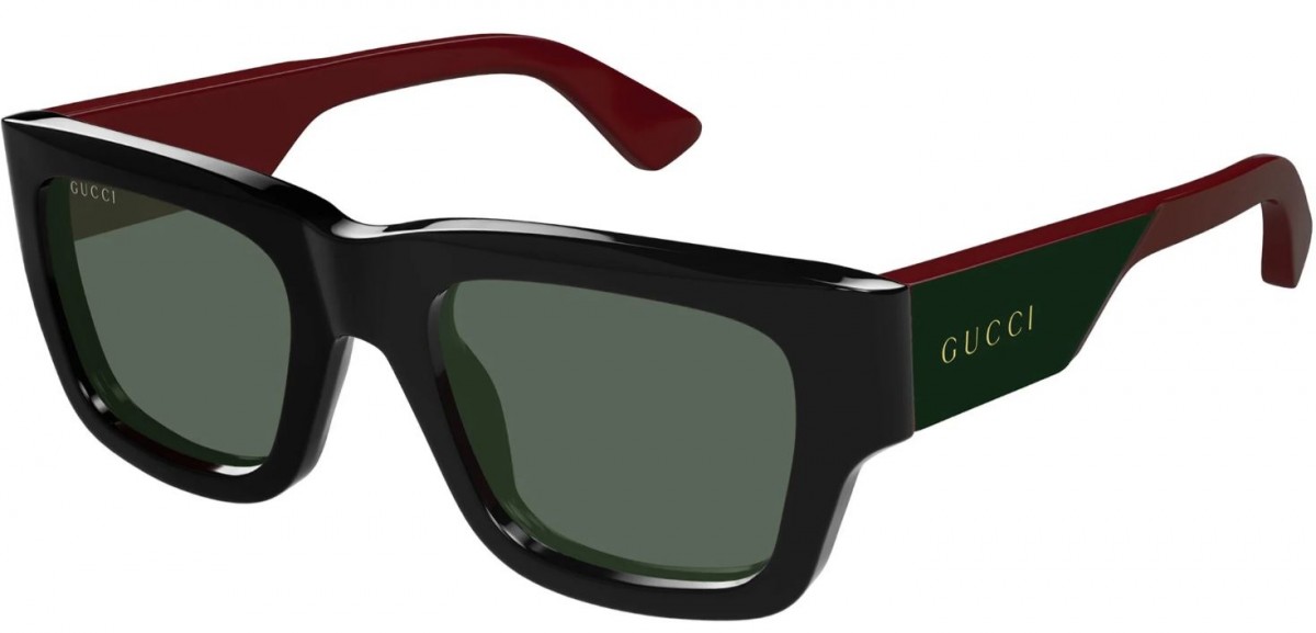 Gucci GG1668S 003 black red green, 430,00 €, Occhiali Gucci Nero a forma Rettangolare