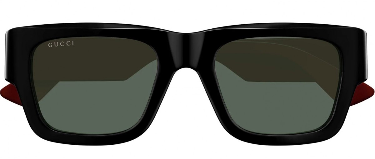 Gucci GG1668S 003 black red green, 430,00 €, Occhiali Gucci Nero a forma Rettangolare