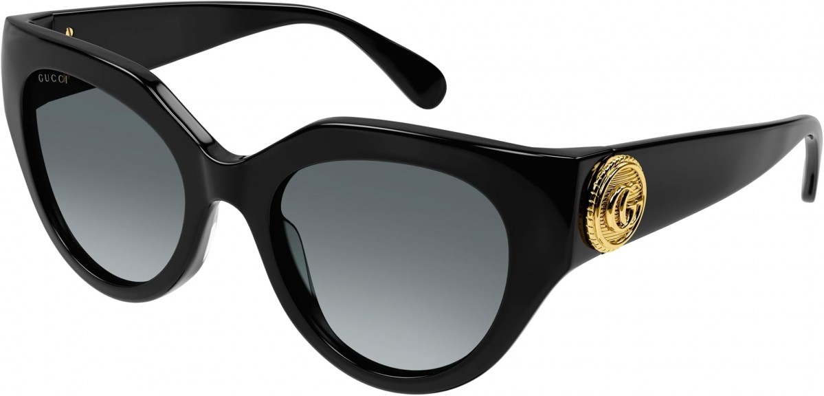 Gucci GG1408S 001 black black grey, 475,00 €, Occhiali Gucci Nero a forma Gatto