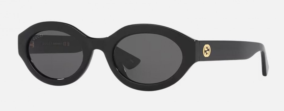 Gucci GG1579S 001 black black grey, 260,00 €, Occhiali Gucci Nero a forma Ovale