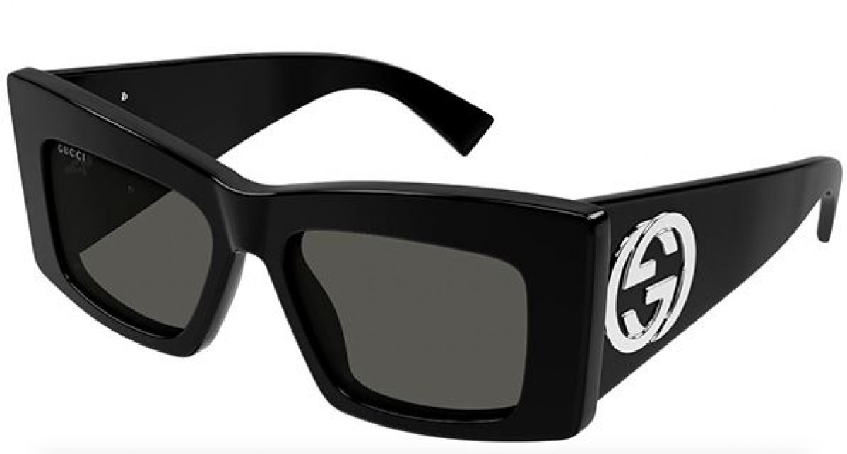 Gucci GG1842S 001 black black grey, 500,00 €, Occhiali Gucci Nero a forma Rettangolare