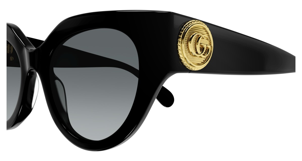 Gucci GG1408S 001 black black grey, 475,00 €, Occhiali Gucci Nero a forma Gatto