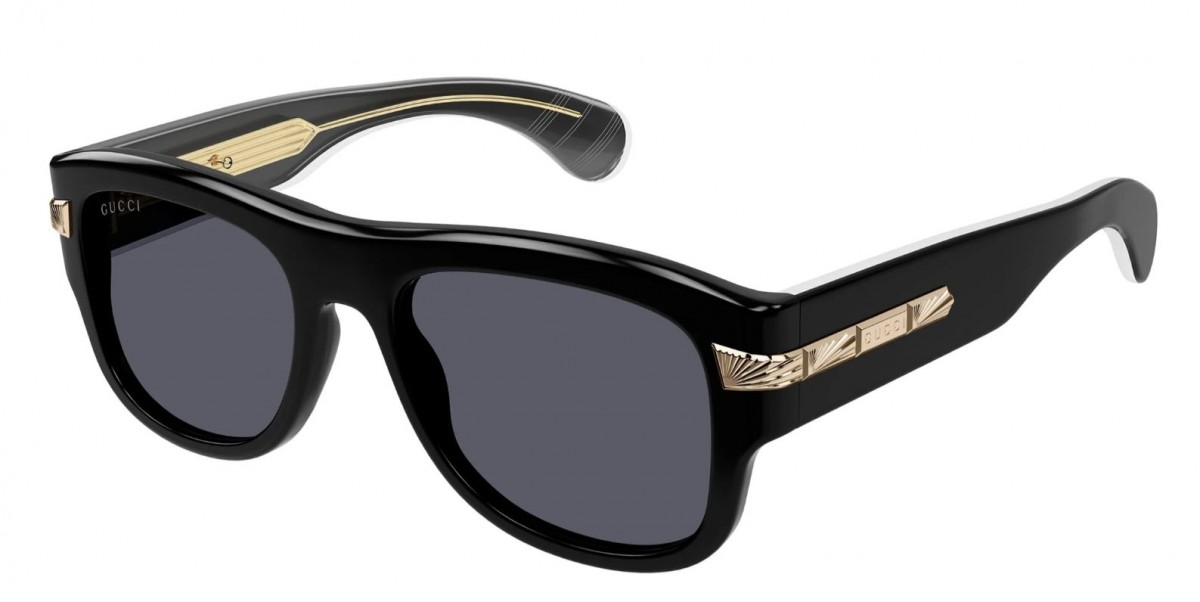 Gucci GG1517S 001 black black grey, 540,00 €, Occhiali Gucci Nero a forma Mascherina