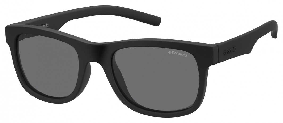 Polaroid Kids Pld 8020/s YYV/Y2 BLACK RUBBER, 50,00 €, Occhiali Polaroid Nero a forma Rettangolare