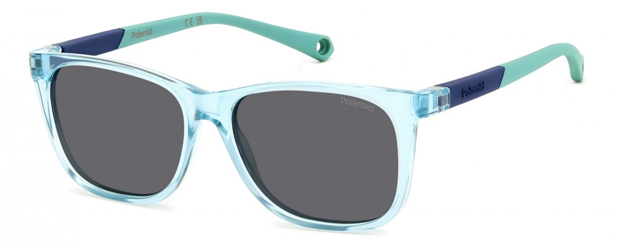 Polaroid Kids Pld 8058/s MVU/M9 AZURE, 60,00 €, Occhiali Polaroid Blu a forma Rettangolare