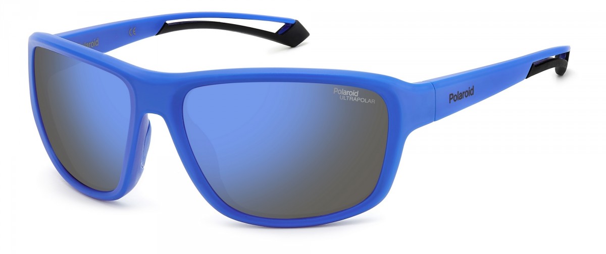 Polarois Sport Pld 7049/s FLL/QG MATTE BLUE, 105,00 €, Occhiali Polaroid Blu a forma Mascherina