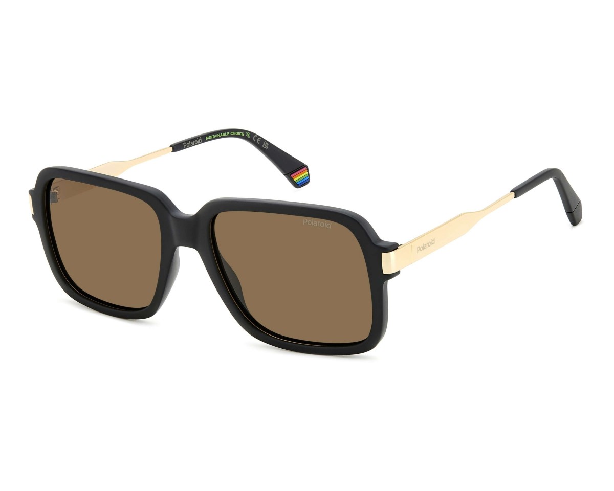 Polaroid Pld 6220/s/x 003/SP MATT BLACK, 100,00 €, Occhiali Polaroid Nero a forma Ottagonale