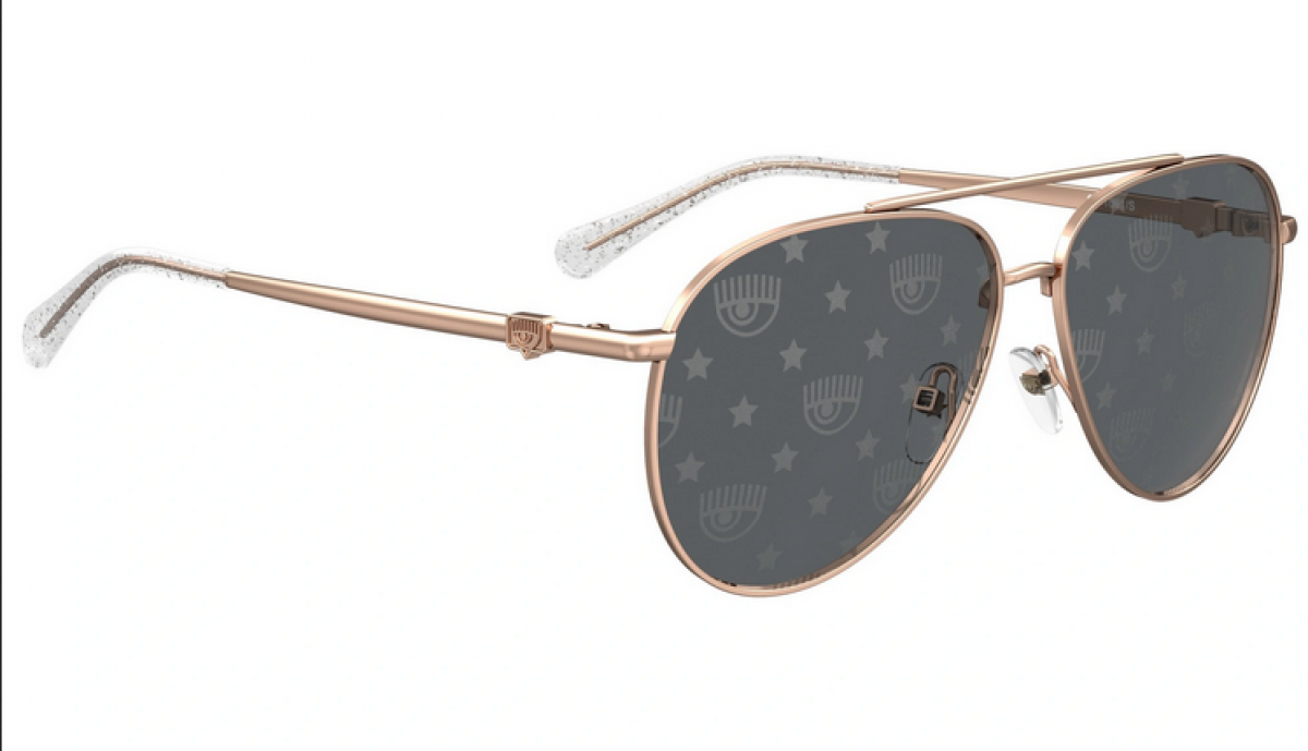 Chiara Ferragni Cf 1001/s LOJ/MD GOLD CRYSTAL, 180,00 €, Occhiali Oro a forma Goccia aviator