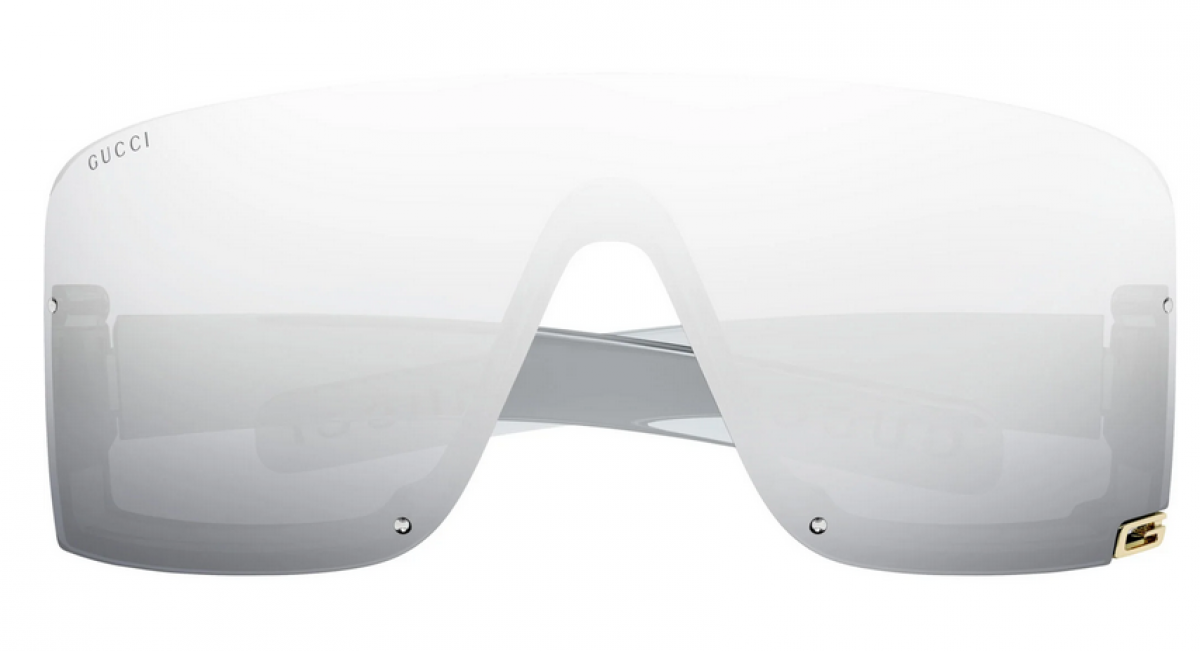 Gucci GG1637S 002 grey grey silver, 340,00 €, Occhiali Gucci Argento a forma Mascherina