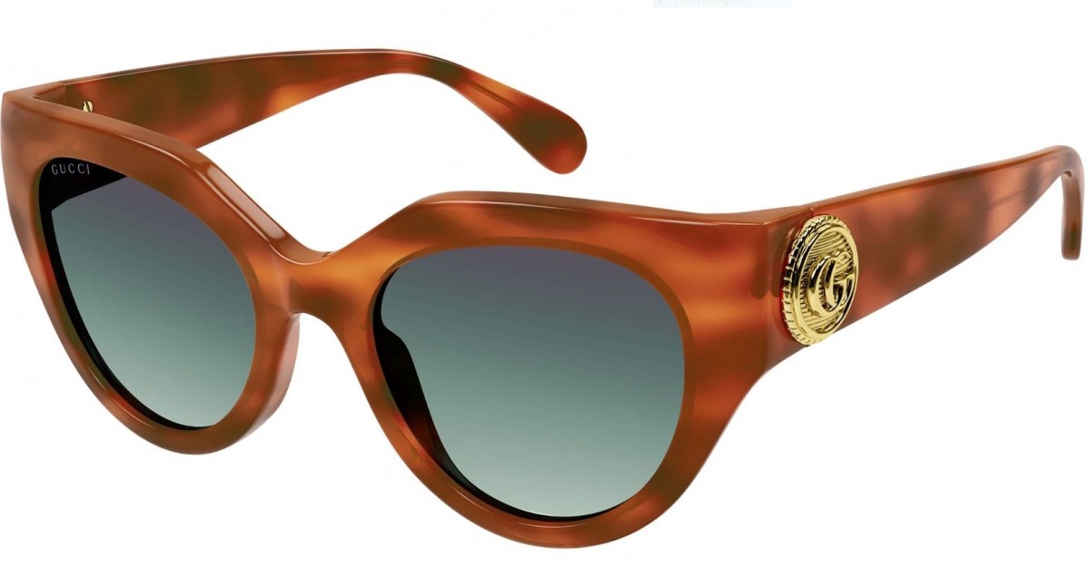 Gucci GG1408S 004 havana havana green, 475,00 €, Occhiali Gucci Marrone a forma Gatto